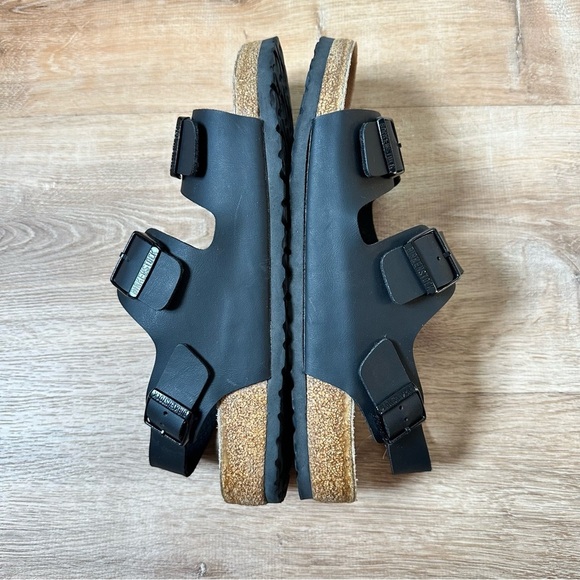 Mens Classic Birkenstock Milano Black Leather Sandals Size US 12 EU 45 - Picture 5 of 12